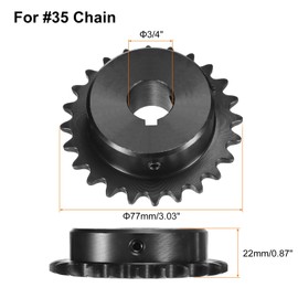 uxcell #35 Chain Roller Sprocket B Type, 3/4" Bore 24 Tooth Single Strand Chain Sprocket, Carbon Steel, Keyway with Set Screws