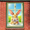 BlissYard Easter Banner Bunny Curtain Window Cover Cute Bunny Banner