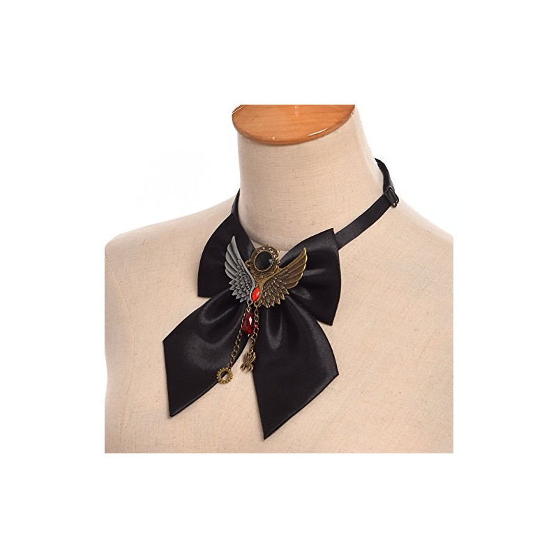 GRACEART Handmade Steampunk Bowtie with Baphomet Wing