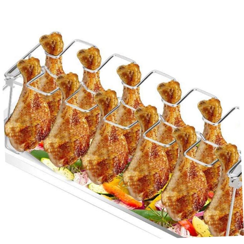 Sosoport Bbq Folding Stainless Steel Chicken Leg Rack Portable Cooking