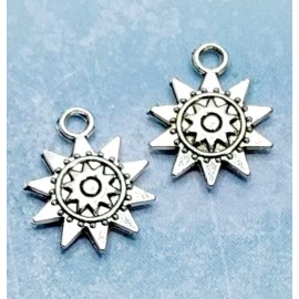 unbrand 5 pieces - Antique Silver Tribal Sun Tibetan Charms Pendants Dangle