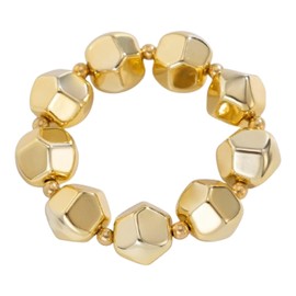 PINK TOWN Chunky Gold Bead Bracelets,Big Round Ball Beaded Elastic Bracelet Vintage Punk Metal Stretch Bangles Adjustable Strand Bracelets Fashion Jewelry for Women (Gold1)