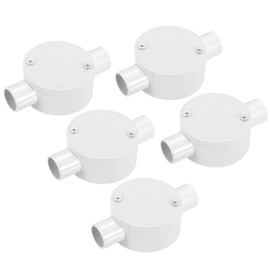 sourcing map 5Pcs PVC Conduit Box Junction Box 2 Way 20mm with Cover, M4 Screws for Home Hose Electrical Conduit Electronic Projects