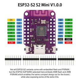 S2 Mini V1.0.0 ESP32 S2 Module, ESP32 Module Based on ESP32-S2FN4R2 Development Board 4MB Flash 2MB PSRAM WiFi MicroPython CircuitPython ESP-IDF for Arduino
