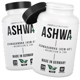 Bio Ashwagandha KSM-66® - 600 mg per daily dose (set - 2 x 120 small capsules) anti-stress formula made of zinc, magnesium and vitamin B6, with 30 mg withanolides - natural, vegan, high dose and made