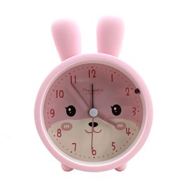 Meyaus 3 in Cartoon Pink Rabbit Silicone Alarm Clock Silent Non Ticking Night Light Clock