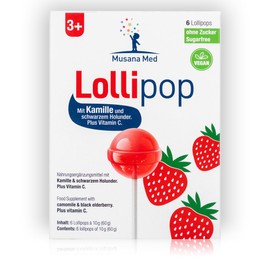 Musana Musana Vitamin C Halsbonbon als Lutscher f1r Kinder C Zuckerfrei, Vegan, Glutenfrei | Mit Salbei & Kamille | F1r Hals & Rachen | Ab 3 Jahren