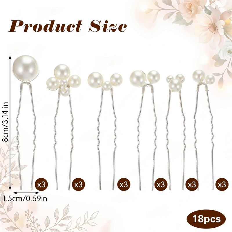 Pearl Hair Clips for Women, 18Pcs Wedding Bridal Pearl Hair