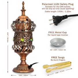 Attar Mist Carousel Electric Incense Burner - Metalic Bakhoor Burner Holder | Oud Frankincense Resin Burner (Mabkhara) | for Office & Home Decor | Ideal for Yoga, Spa & Aromatherapy (Copper)