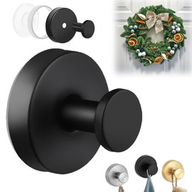 Wreath Hangers for Front Door, Garland Hanger for Door Frame, 2025 Upgraded Suction Cup Hooks for Shower, Heavy Duty Wreath Hanger Holder for Front Door Window Shower Wall (Black*1)