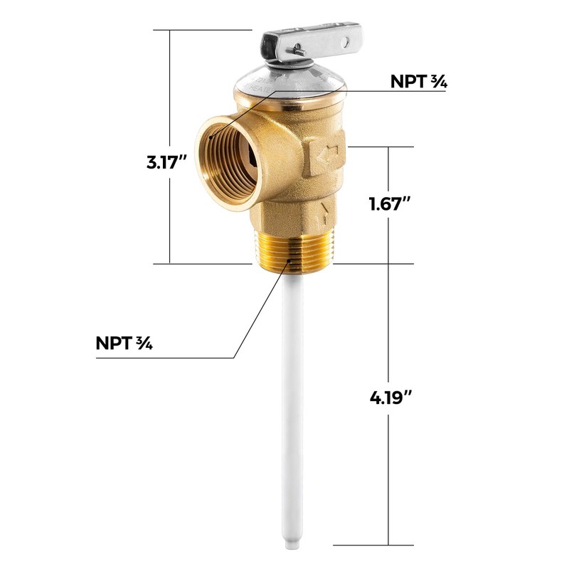 FOGATTI 3/4" NPT Temperature and Pressure Relief Valve Connections for