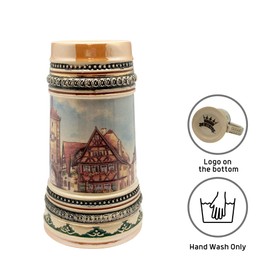 Beer Stein Rothenberg Village Scene Beer Mug by E.H.G. | .45 Liter