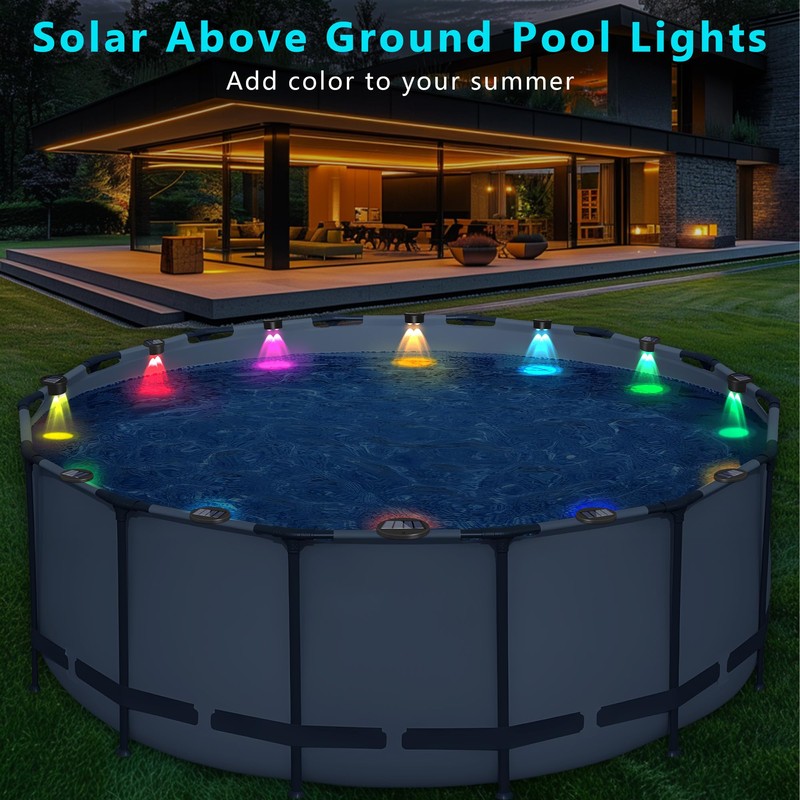 rerekiki Poolside Solar Light for Inground Pool, 4 Pack Above