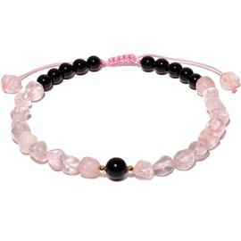 Wizock Spiritual Black Obsidian Beaded Anklet Protection Irregular Tumbled Stones Ankle Bracelets for Women Boho Beach Foot Chain Jewelry (Rose Quartz)