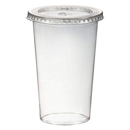 VEPATIM Smoothie Cups with Lid with Slot 400 ml Diameter 95 mm PET Crystal Clear Pack of 50
