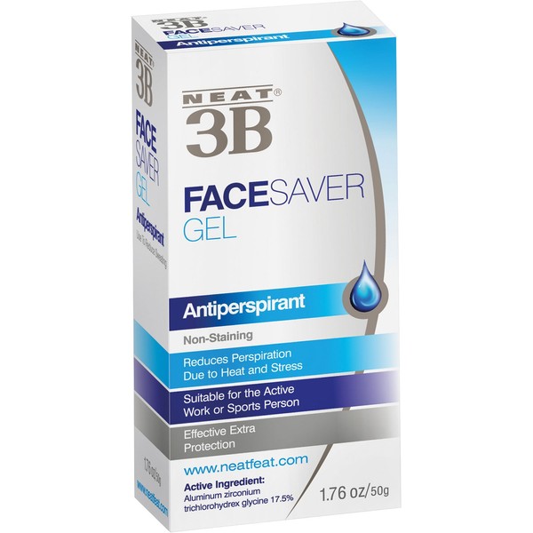 Neat 3B Face Saver Gel, Strong Antiperspirant For Face, Anti Sweat, Non-Staining, Effective Extra Protection For Excessive Sweating, Suitable For Active Work -- Unscented, 50 g (Pack of 1)