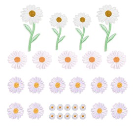 Woohome Iron-On Patches, 29 Pieces Daisy Flower Iron-On Patches Applique Embroidered Patches for T-Shirt Jeans Bags Clothing