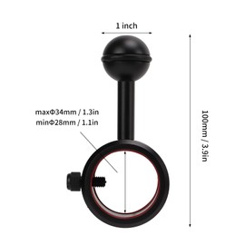 Diving Light Arm Mount Clip, Flashlight Holder for Underwater Photography Fill Light Joint Adjustable Holder Clamp for 28‑34mm Torch