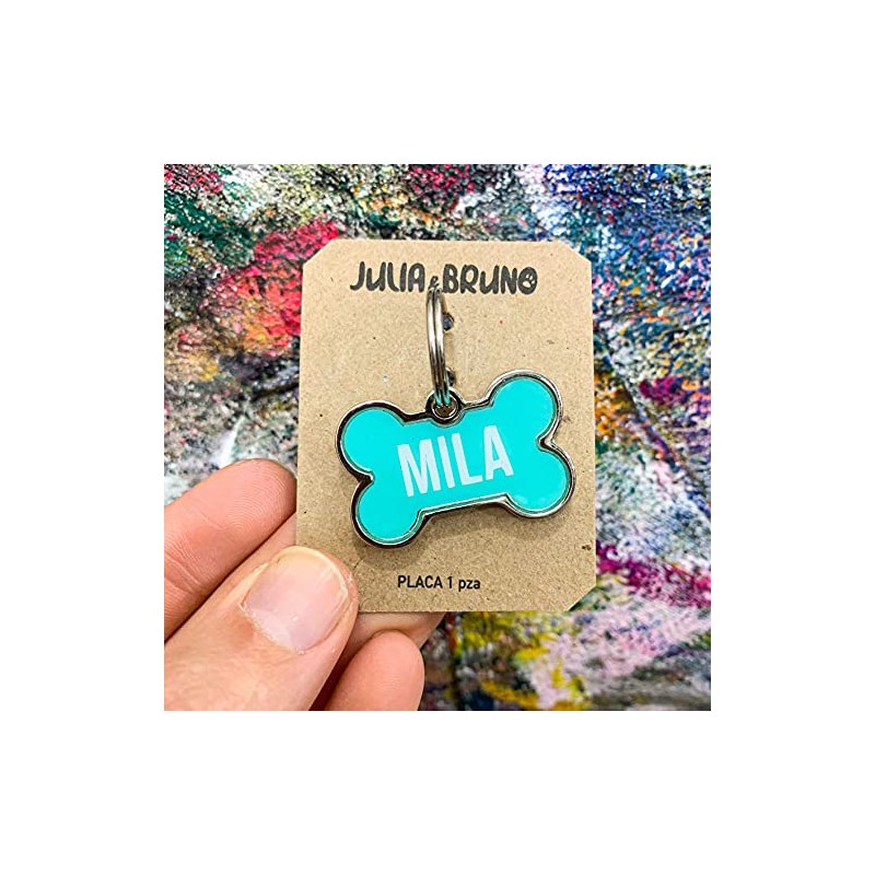 JULIA AND BRUNO Placa de Identificación para Perro con Personalización