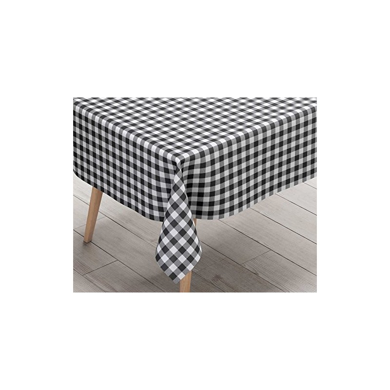 Ideal Textiles Gingham Black PVC Tablecloth, Easy Clean Table Cloth,