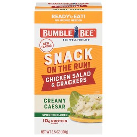 Bumble Bee Snack On The Run Creamy Caesar Chicken Salad with Crackers Kit - Ready to Eat Protein Snack Pack - 10g Protein per Box
