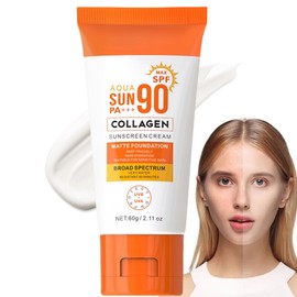 Collagen Sunscreen SPF 90+,Face Sunscreen SPF 90+,SP/F 90+ Face Moisturiser,SP/F 90 Sun Cream,UV Ultra High Protection for Women,Travel&Outdoor Activities,Non-Sticky&Sweat-Resistant Sun Cream,60g