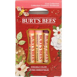 3 labiales Burt's Bees, juego navideño de la colección Cool, con brillo y de sandía, albaricoque y pomelo