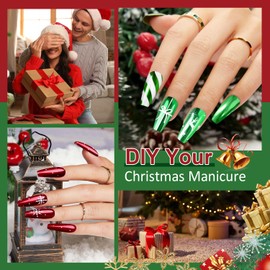 BISHENGYF Red Green Chrome Nail Powder - Christmas Nail Chrome Powder Holographic Mirror Metalic Effect Chrome Powder for Nails for Christmas Home DIY Nail Art