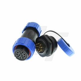 HangTon HE21 12 Pin 5A Power Waterproof IP68 Circular Connector Female Cable Plug + Male Panel Mount Socket