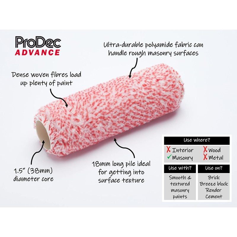 ProDec Advance 225mm x 38mm Long Pile Extremely Tough Professional