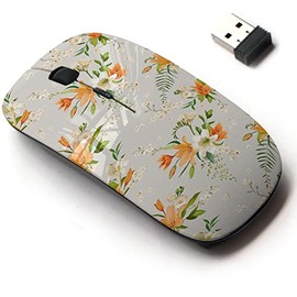 CJCBROES 2.4G Wireless Mouse with Cute Pattern Design for All Laptops and Desktops with Nano Receiver - Spring Lily flowerss