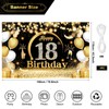 ZAHRVIA 18th Birthday Banner Black Gold, 18th Birthday Party Decorations,