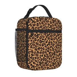 FATTTYCY Leopard Print Lunch Box for Men Women Small Lunch Bag for Office Work Picnic Reusable Portable