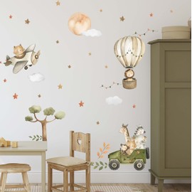 WANDKIND Safari Animals Africa Wall Sticker Safari Children's Room V368 Hand Drawn Sticker Nursery Wall Sticker Jungle with Lion Elephant Giraffe Zebra (40 x 40 cm)
