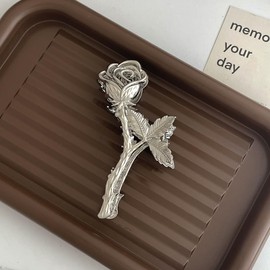 Metal Flower Hair Claw Clips Hair Bows for Women 1Pcs Rose Hair Claw Clips for Thin Thick Hair Silver Rose Hair Clips Silver Hair Clips Cute Hair Clips Large Clips Cute Hair Accessories Gifts