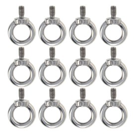 MroMax Lifting Eye Bolt M8 x 20mm 12Pcs 304 Stainless Steel Male Thread Ring Shaped Metric Eyebolt Fastener for Engineering Lifting Machinery Heavy Duty Screw Eyebolt Silver Tone