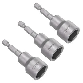 Saipor 3 Pieces 17 mm Magnets Hex Socket Set, Hex Shank Socket Bit Set, Bit Socket Nut Adapter, Magnetic Socket Set for Cordless Screwdrivers and Screwdrivers, 65 mm Length