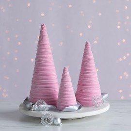 Baby pink velvet cones set of 3, coquette room decor aesthetic room decor for girls, pastel pink home accessories for Mom, Mothers day gifts (Pink)