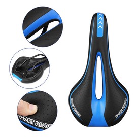 YJZQ Professional Mountain Bike Seat Comfortable Vented MTB Bicyle Seat Saddle Cycle Gel Padded Seat Cushion Fit Most Mountain Bikes, Road Bikes, Hybrid Bikes (Blue)