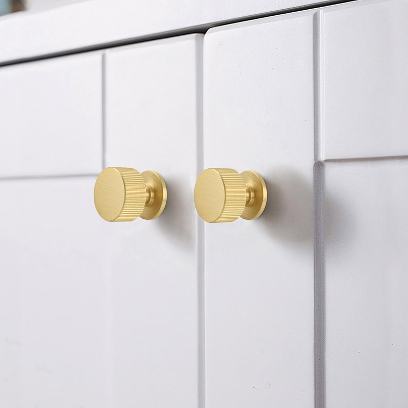 SALISENG Brushed Gold Kitchen Cabinet Knob - Solid Brass Dresser