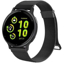 Mugust Magnetic Milanese Loop Stainless Steel Metal Band for Garmin Venu 2 Plus/Sq/Sq Music/Venu/Approach S40/Vivomove/Vivomove 3/Style/Luxe/HR/Vivoactive 3 Music/Forerunner 245/645/55 (Black)