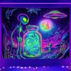 BlissYard Blacklight Extraterrestrial Tapestry Trippy UV Reactive Psychedelic Neon Space