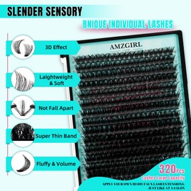 Lash Clusters 320Pcs 80D DIY Individual D Curl Wispy Eyelashes Extensions Natural False Lash Extension at Home for Beginners (Mix10-16mm)