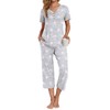 Anyally Women's Pajama Set Plus Size Short Sleeve Top and