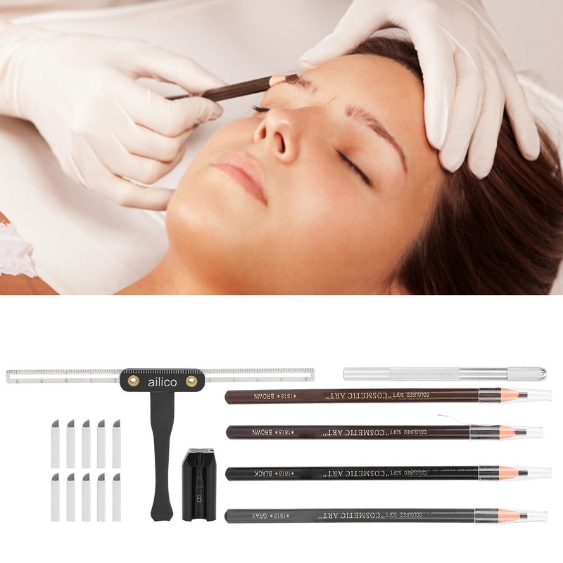 Microblading Practice Kit Eyebrow Pencil Sharpener Eyebrow Positioning Ruler Microblading