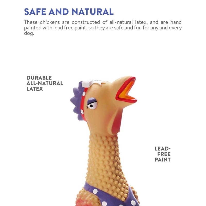 Charming Pet Squawkers Henrietta Latex Rubber Chicken Interactive Dog Toy,