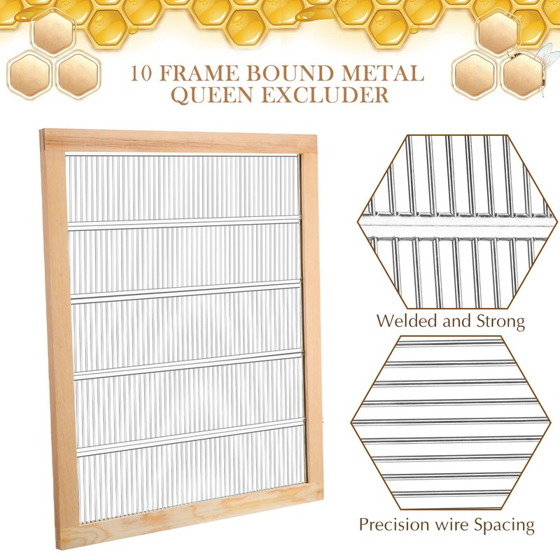Gisafai 4 Pack 10 Frame Wooden Bound Metal Queen Excluder