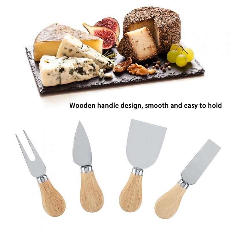 Juego de 4 Cuchillos Multifuncionales para Queso con Mango de