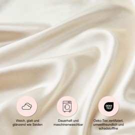 Seiwohl Satin Cushion Cover 60 x 60 cm, Pack of 2 Satin Pillowcase Cushion Cover for Hair and Skin, Similar to Silk, Beige, with 2 Hair Bobbles