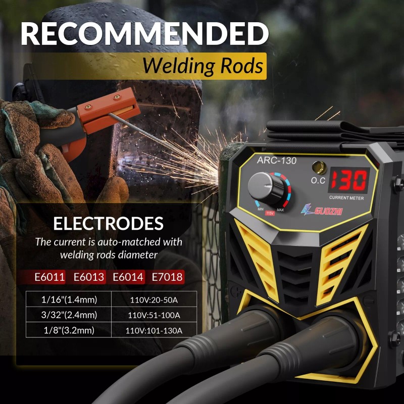 GZ GUOZHI 130A Portable Mini Stick Welder 110V, Lightweight &